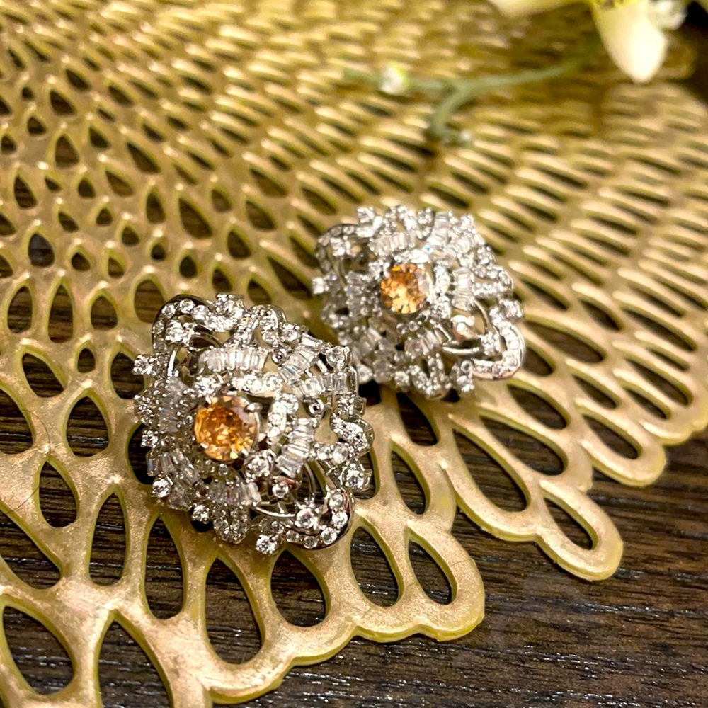 Silver and champagne earrings